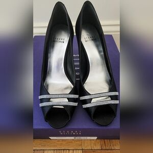 Brand new with box never worn Stuart Weitzman Black Peep-Toe Heels